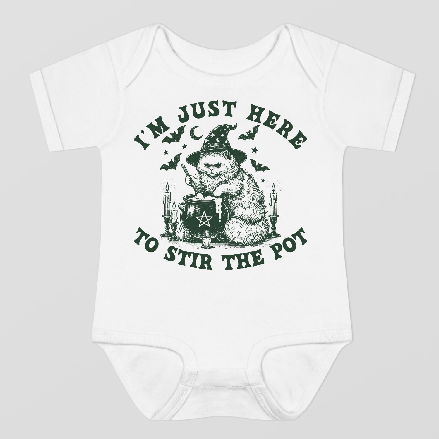 I Am Just Here To Stir The Pot Halloween Baby Bodysuit