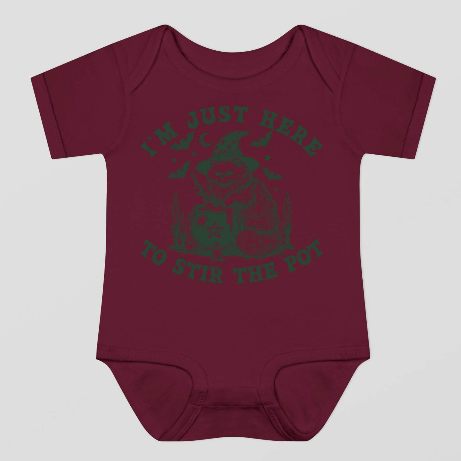 I Am Just Here To Stir The Pot Halloween Baby Bodysuit