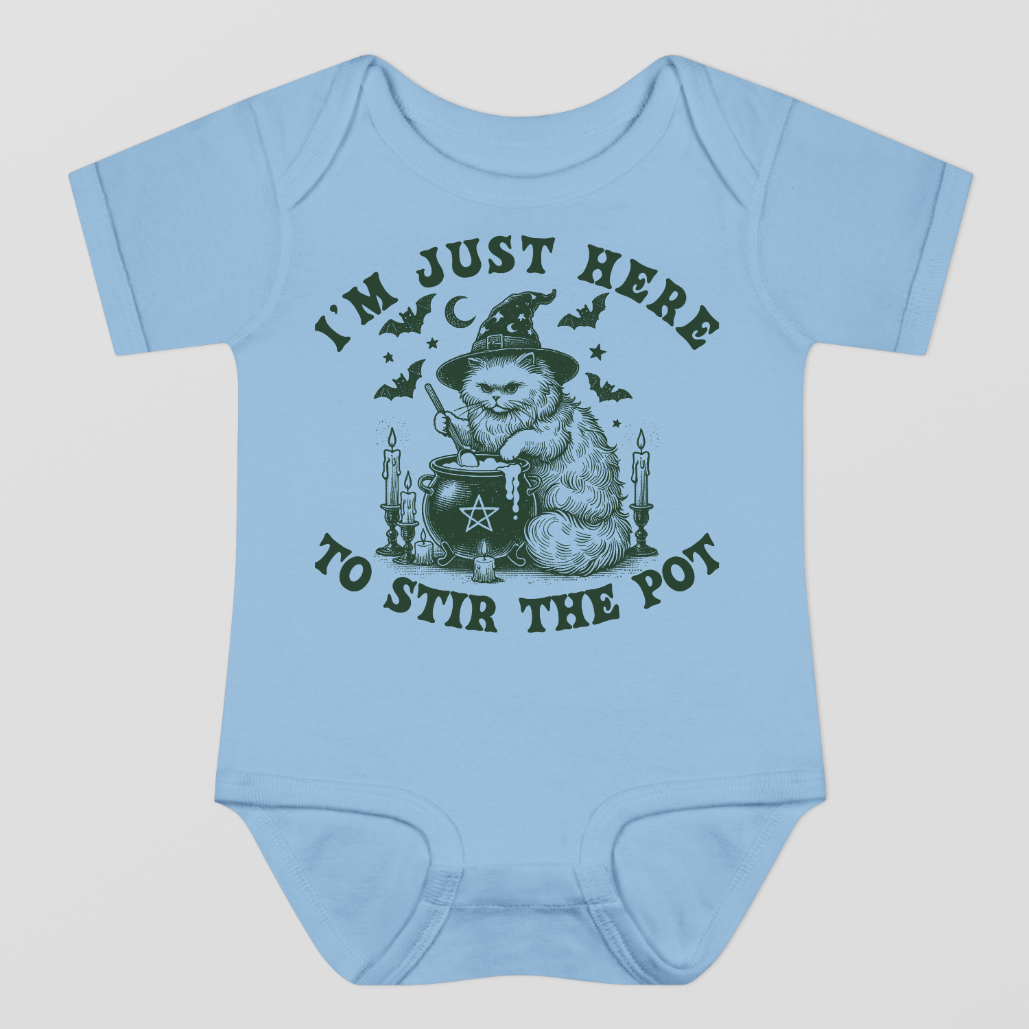 I Am Just Here To Stir The Pot Halloween Baby Bodysuit