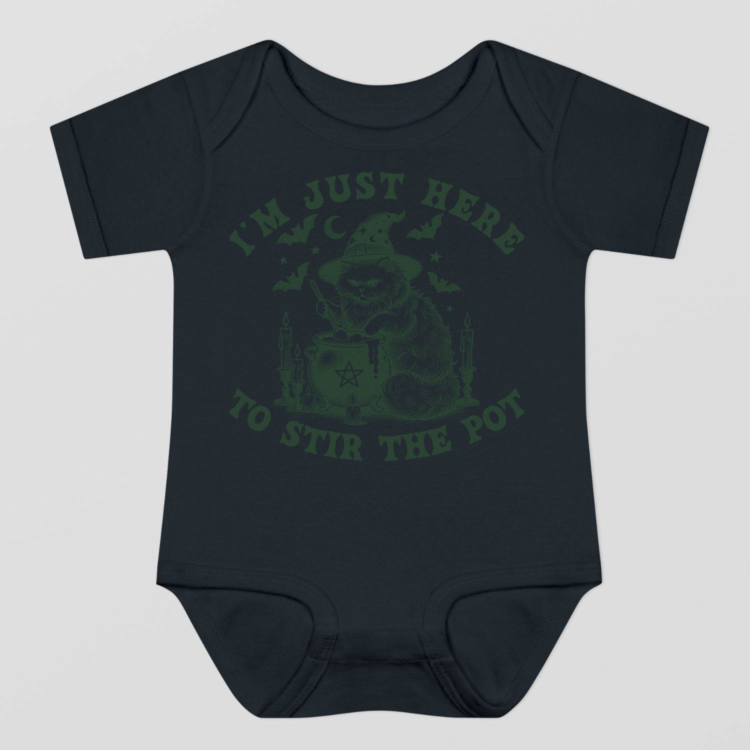 I Am Just Here To Stir The Pot Halloween Baby Bodysuit