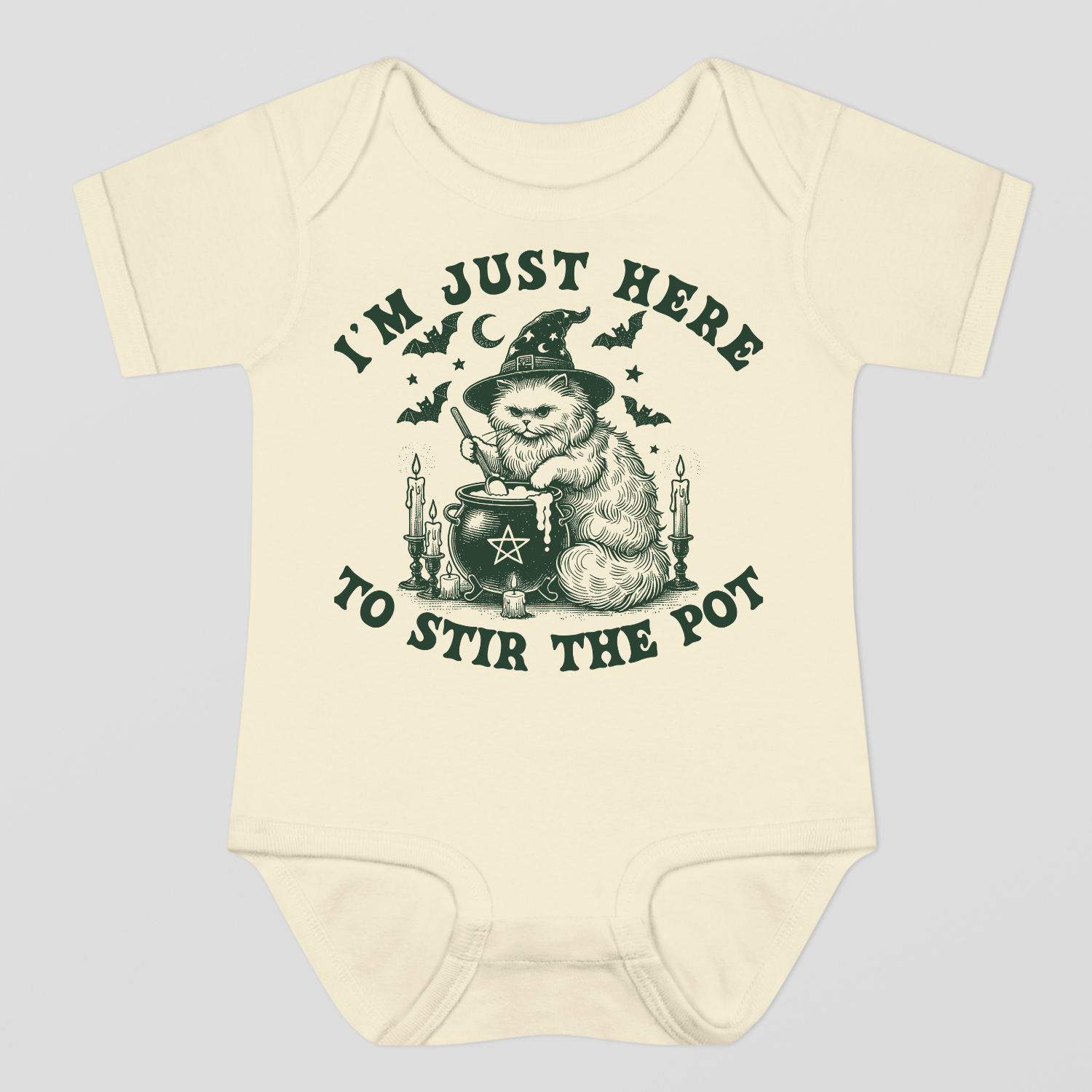 I Am Just Here To Stir The Pot Halloween Baby Bodysuit