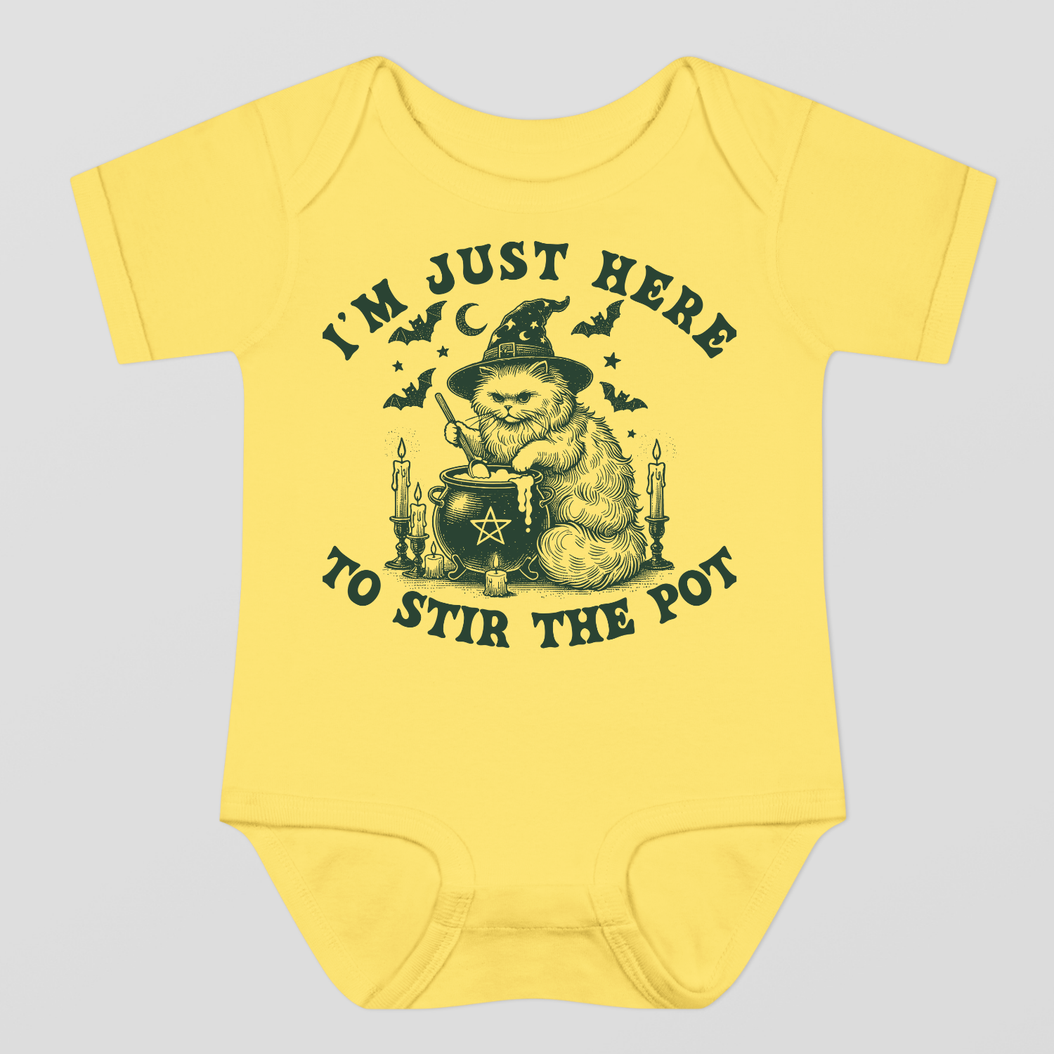 I Am Just Here To Stir The Pot Halloween Baby Bodysuit