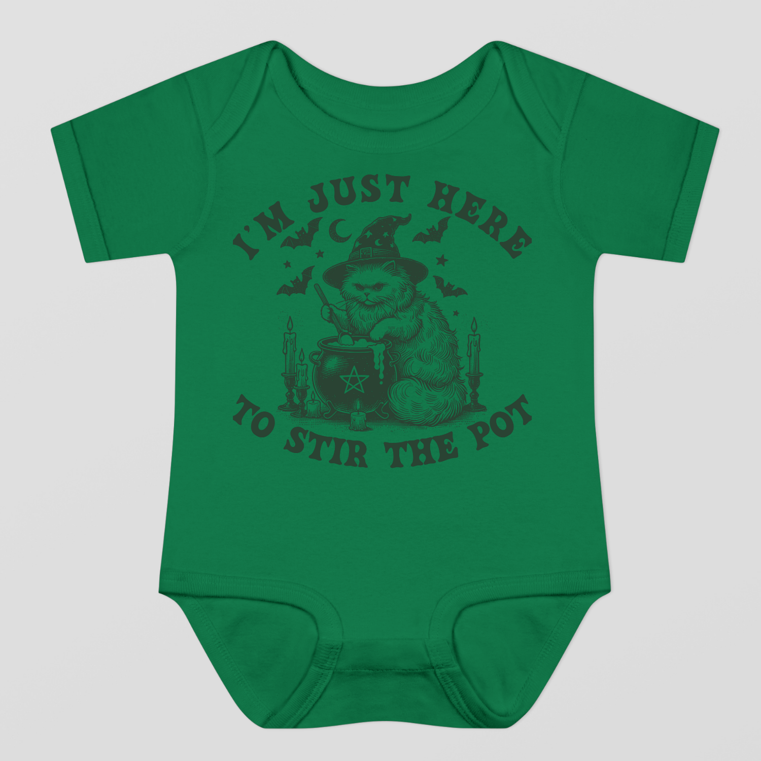 I Am Just Here To Stir The Pot Halloween Baby Bodysuit