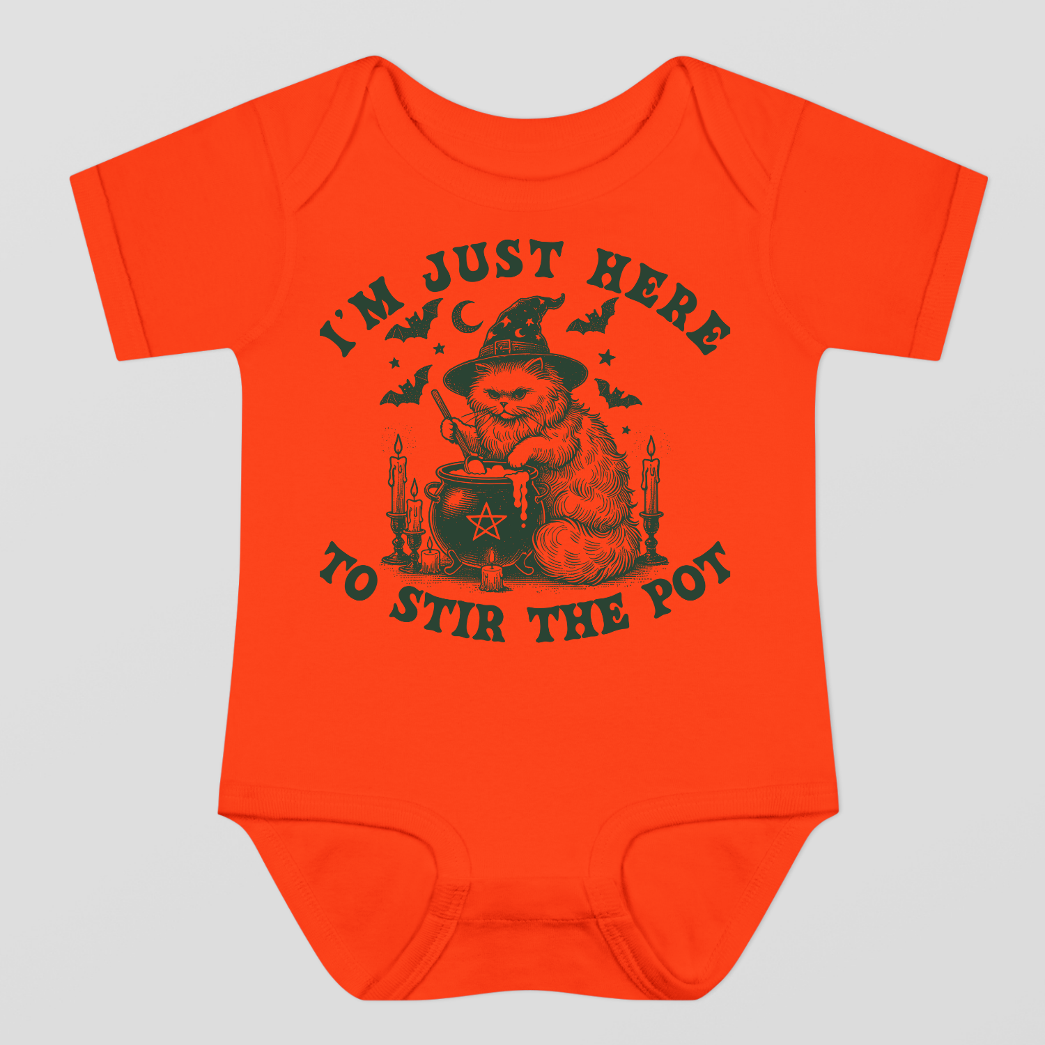 I Am Just Here To Stir The Pot Halloween Baby Bodysuit