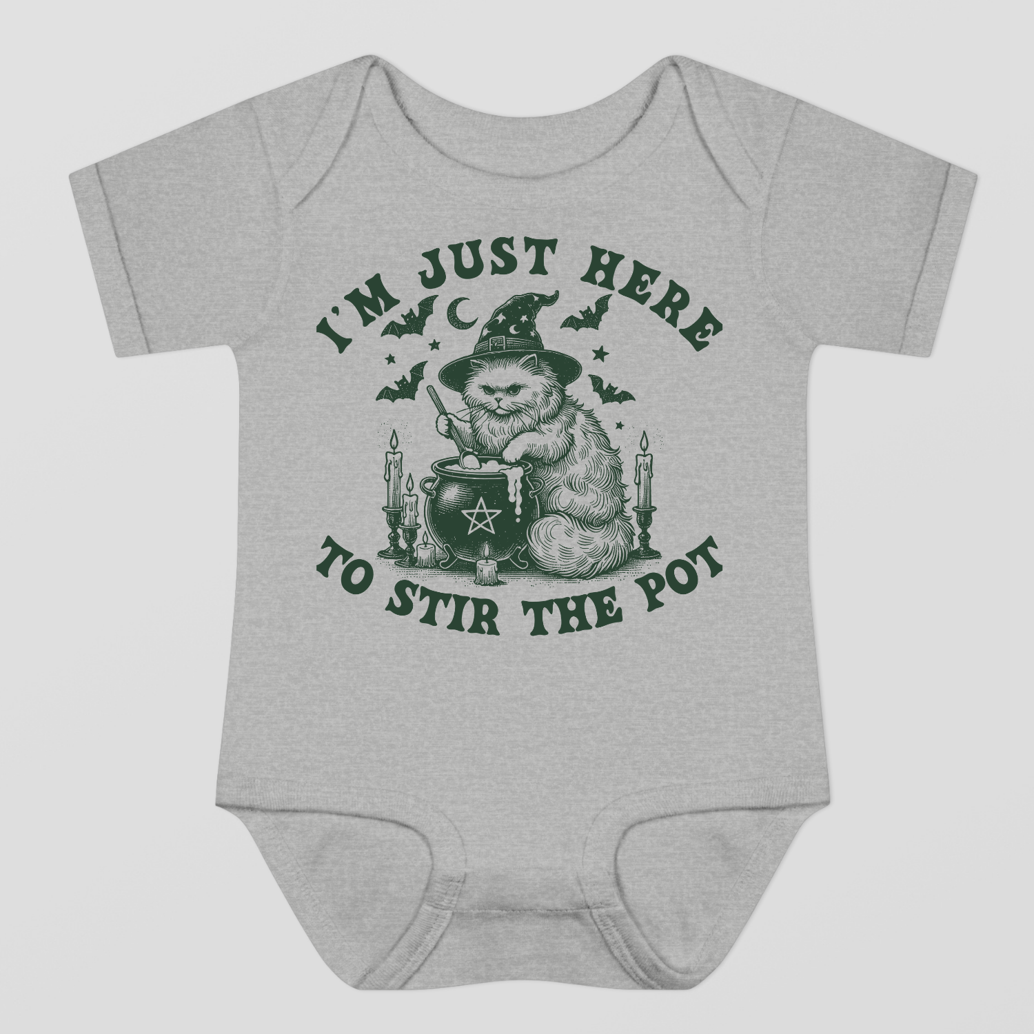 I Am Just Here To Stir The Pot Halloween Baby Bodysuit