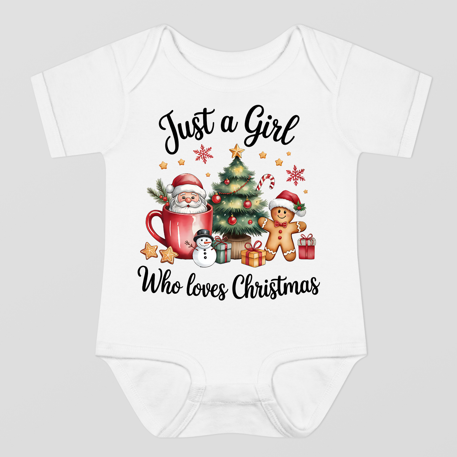 Just A Girl Who Loves Christmas Baby Bodysuit