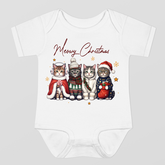 Meowy Christmas Baby Bodysuit