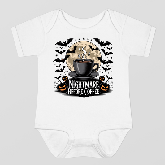 Nightmare Before Coffe Halloween Baby Bodysuit