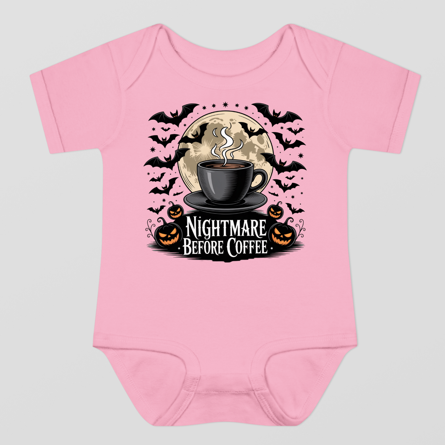 Nightmare Before Coffe Halloween Baby Bodysuit