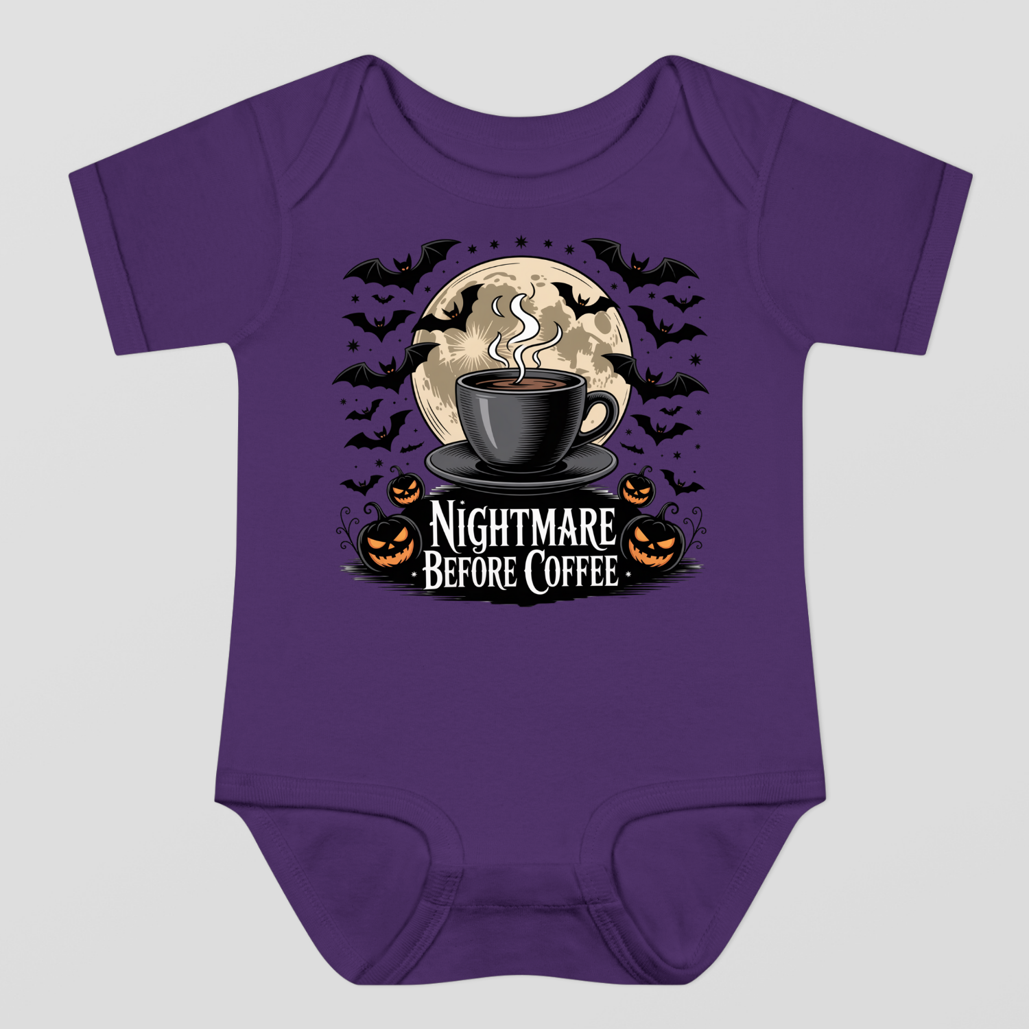 Nightmare Before Coffe Halloween Baby Bodysuit