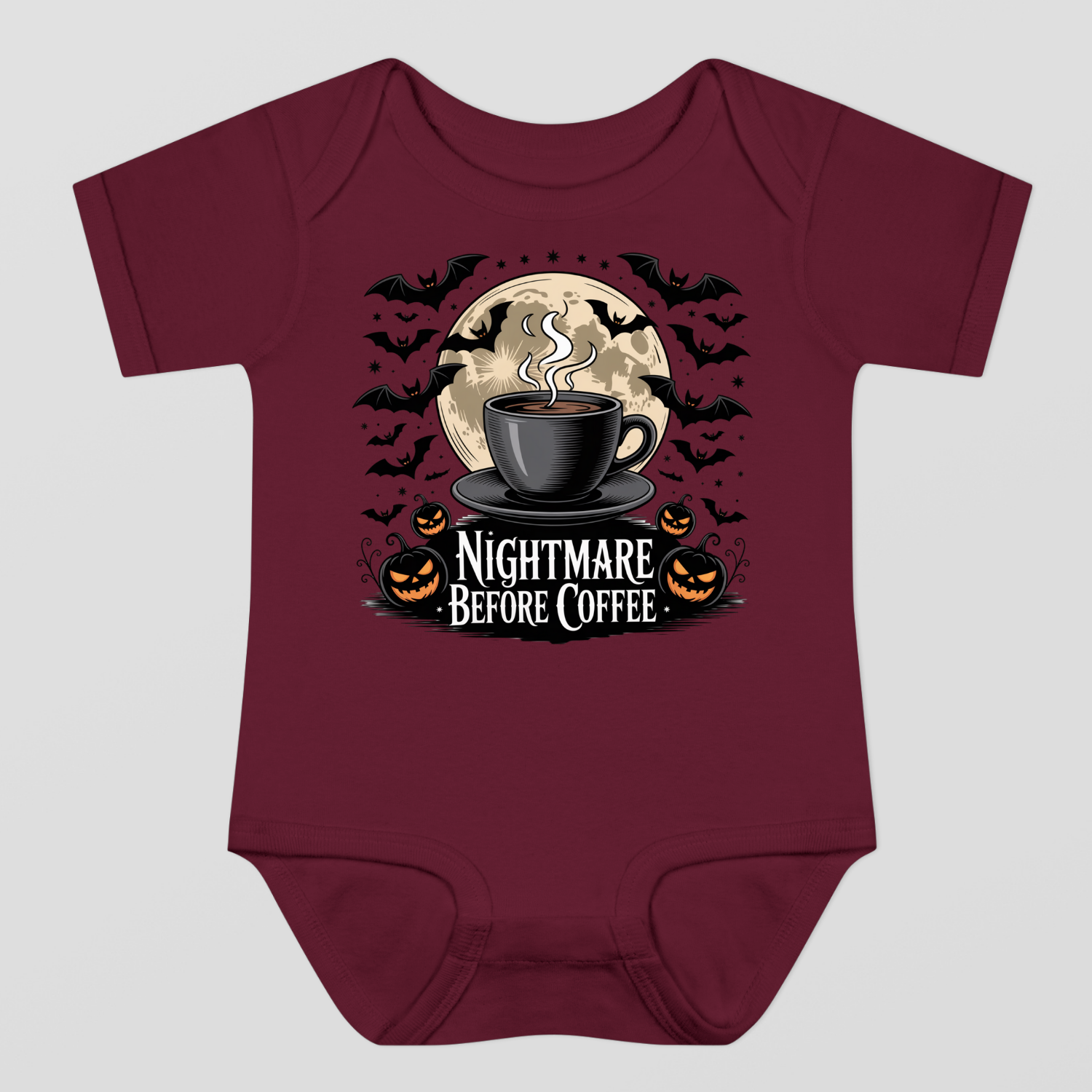 Nightmare Before Coffe Halloween Baby Bodysuit