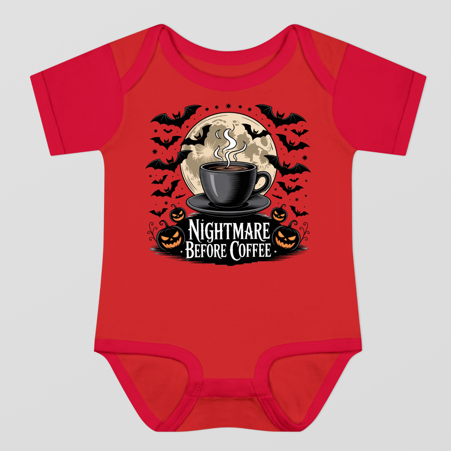 Nightmare Before Coffe Halloween Baby Bodysuit
