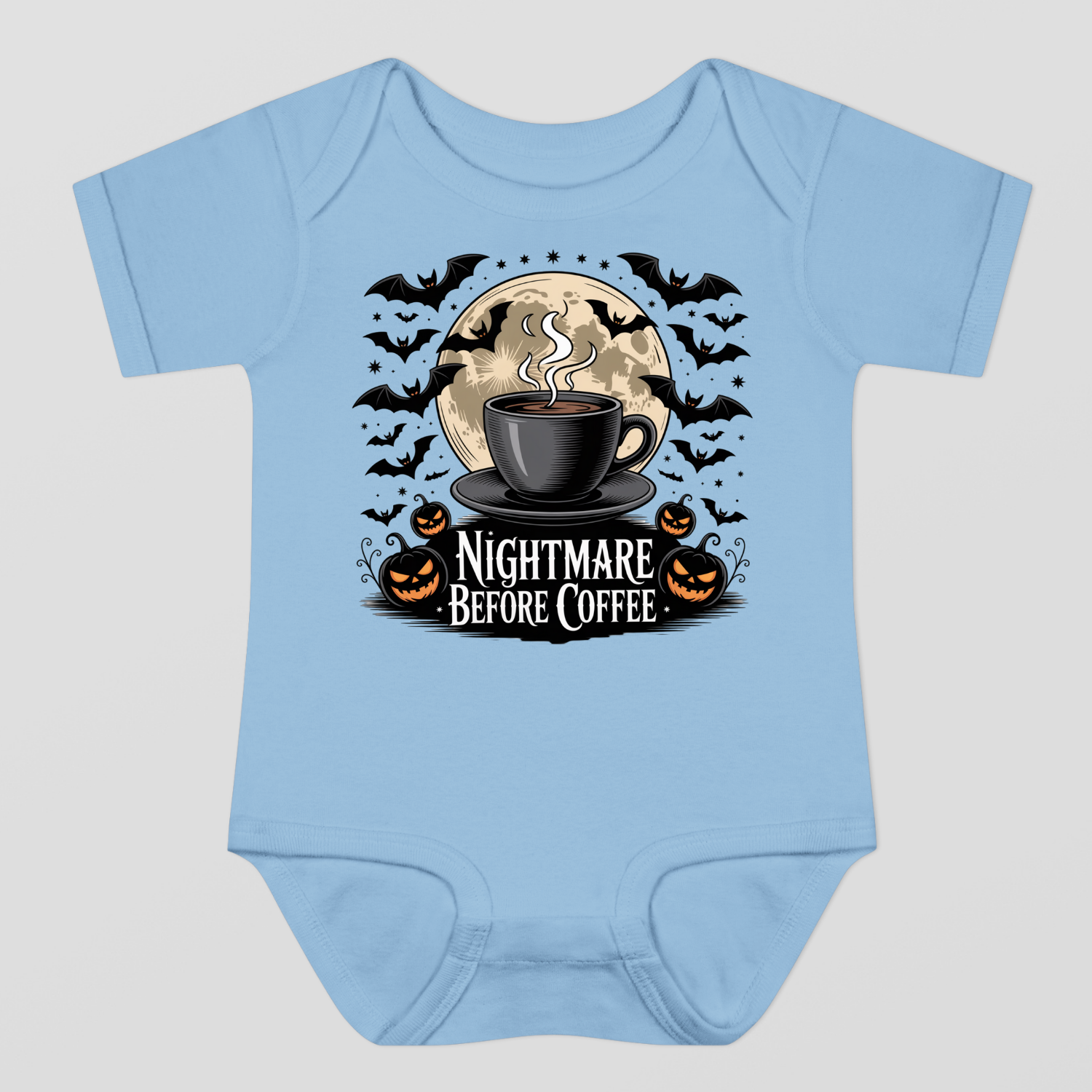 Nightmare Before Coffe Halloween Baby Bodysuit