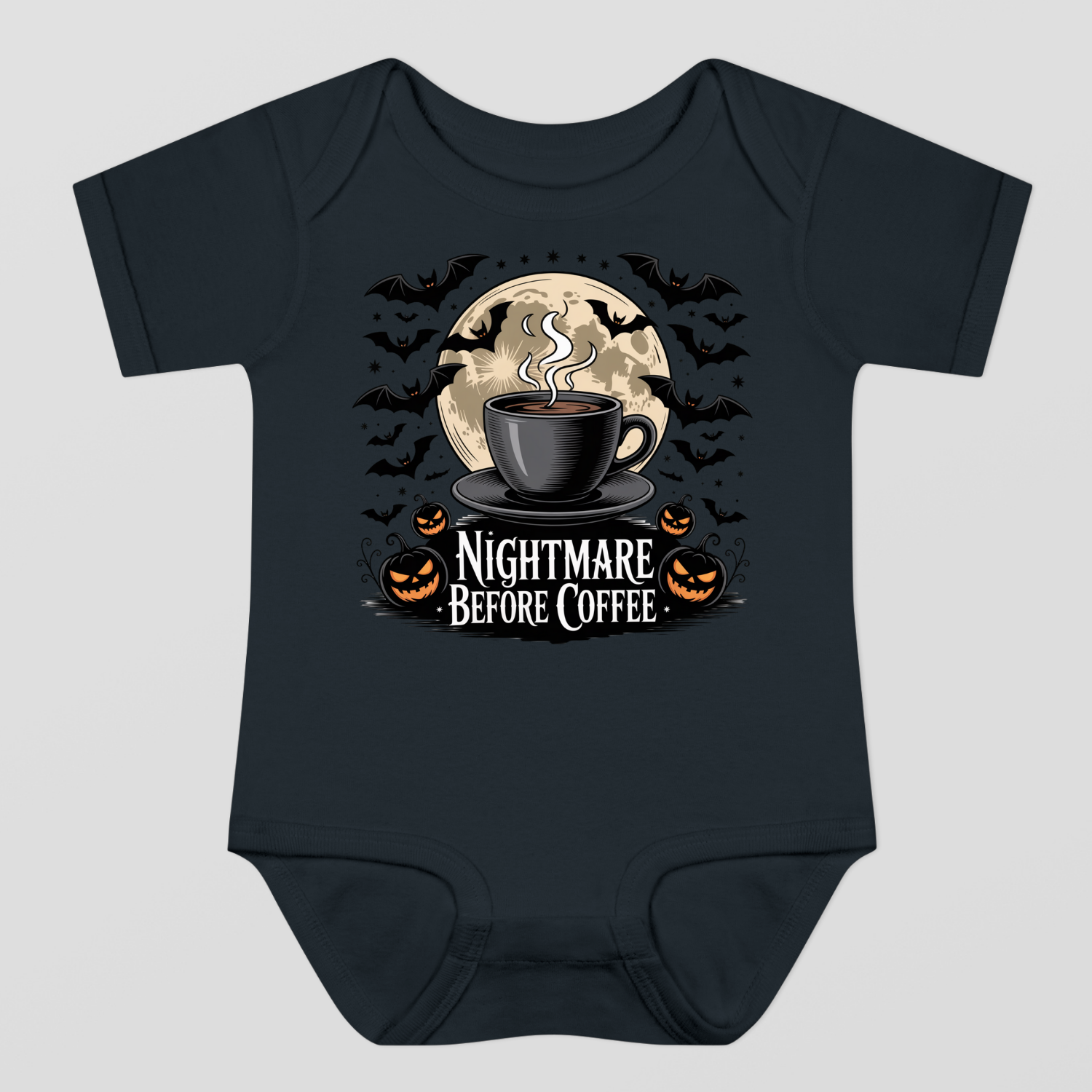 Nightmare Before Coffe Halloween Baby Bodysuit