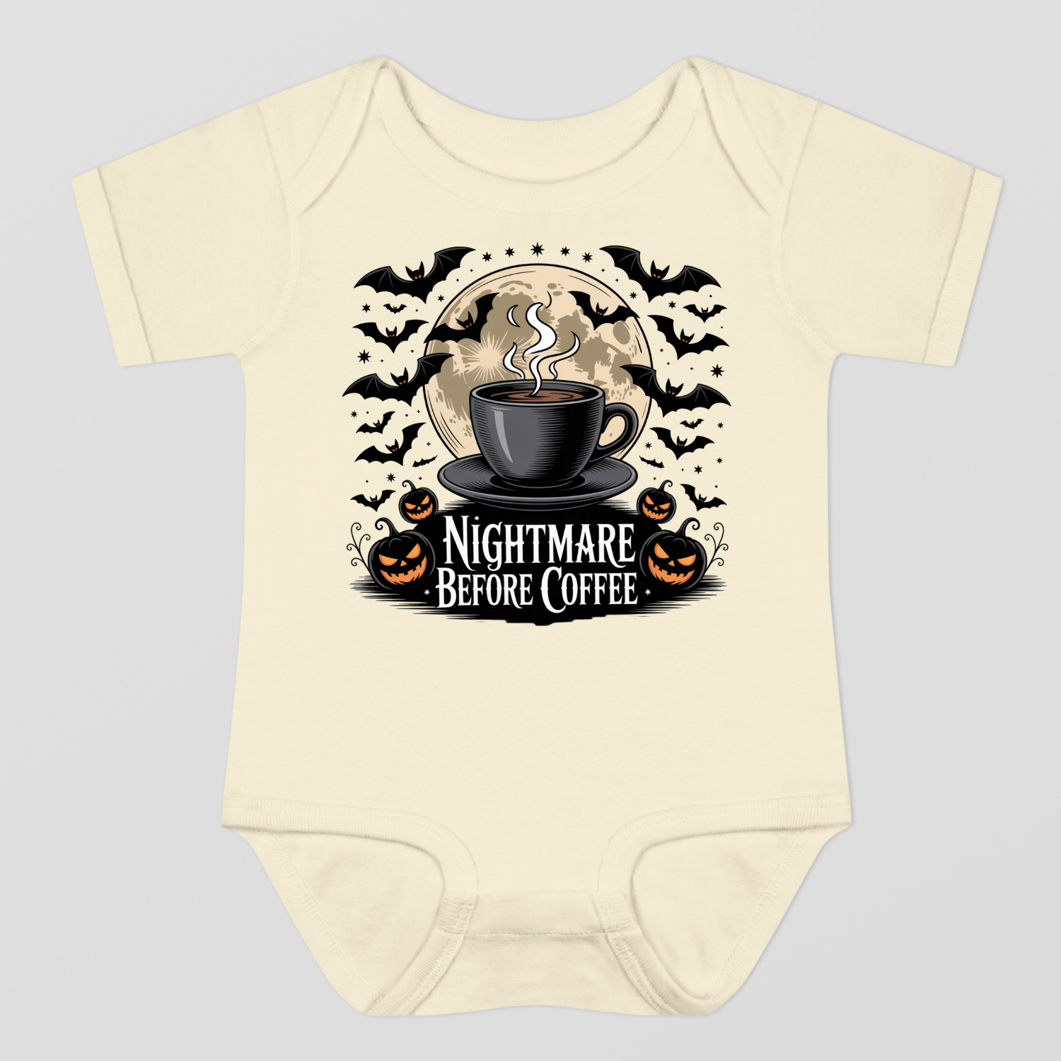 Nightmare Before Coffe Halloween Baby Bodysuit