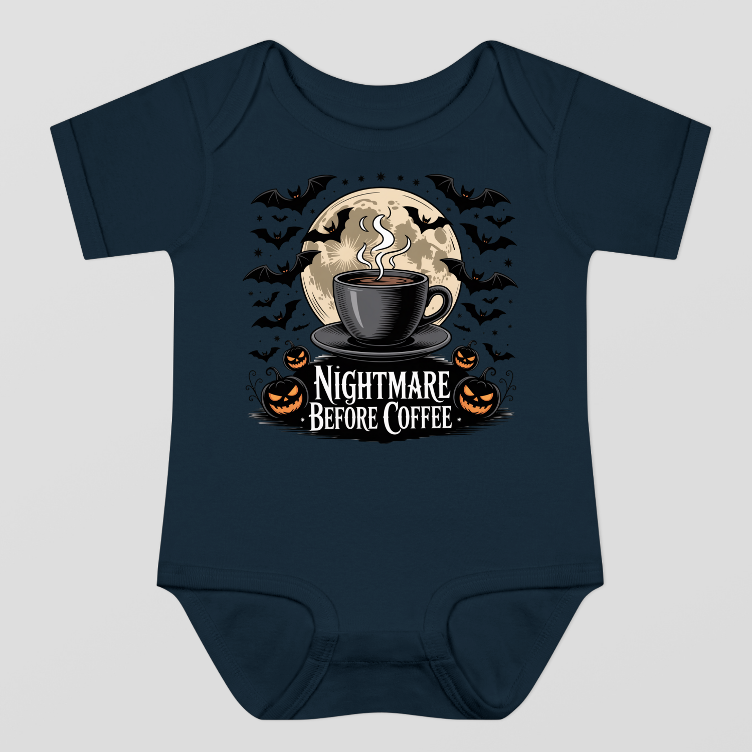 Nightmare Before Coffe Halloween Baby Bodysuit
