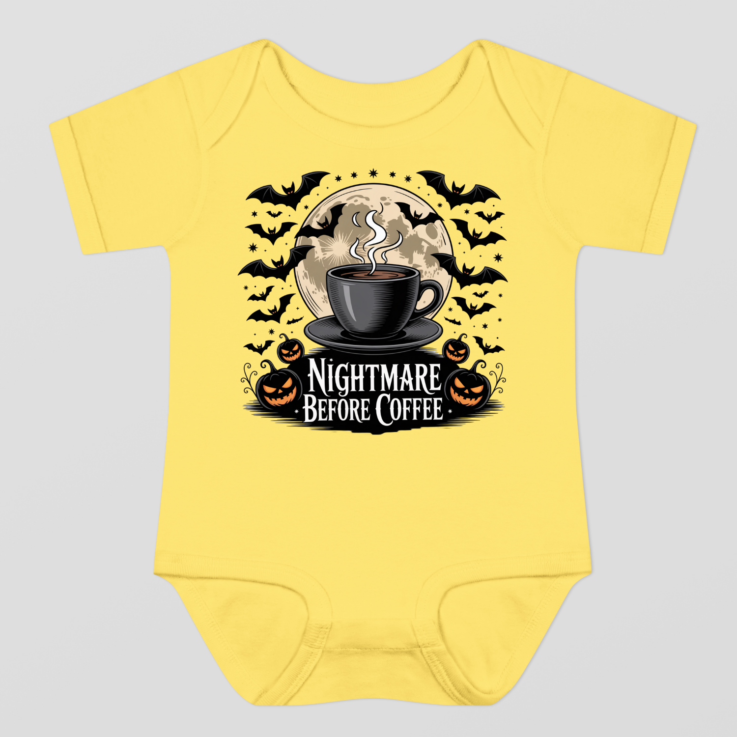 Nightmare Before Coffe Halloween Baby Bodysuit