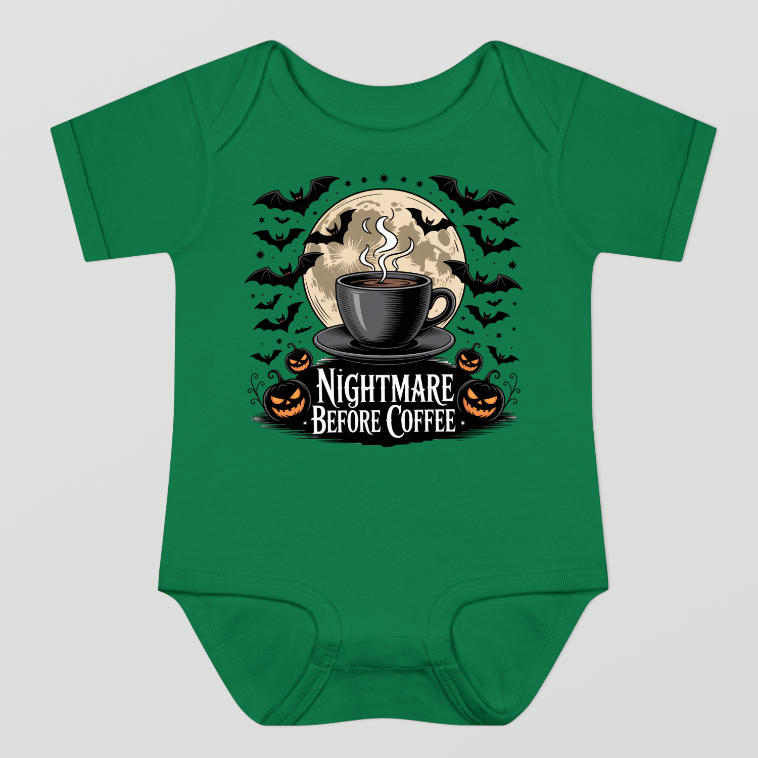 Nightmare Before Coffe Halloween Baby Bodysuit