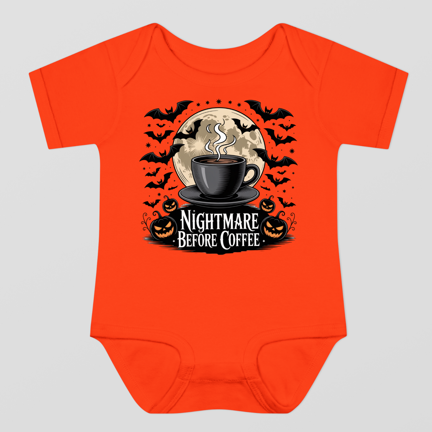 Nightmare Before Coffe Halloween Baby Bodysuit