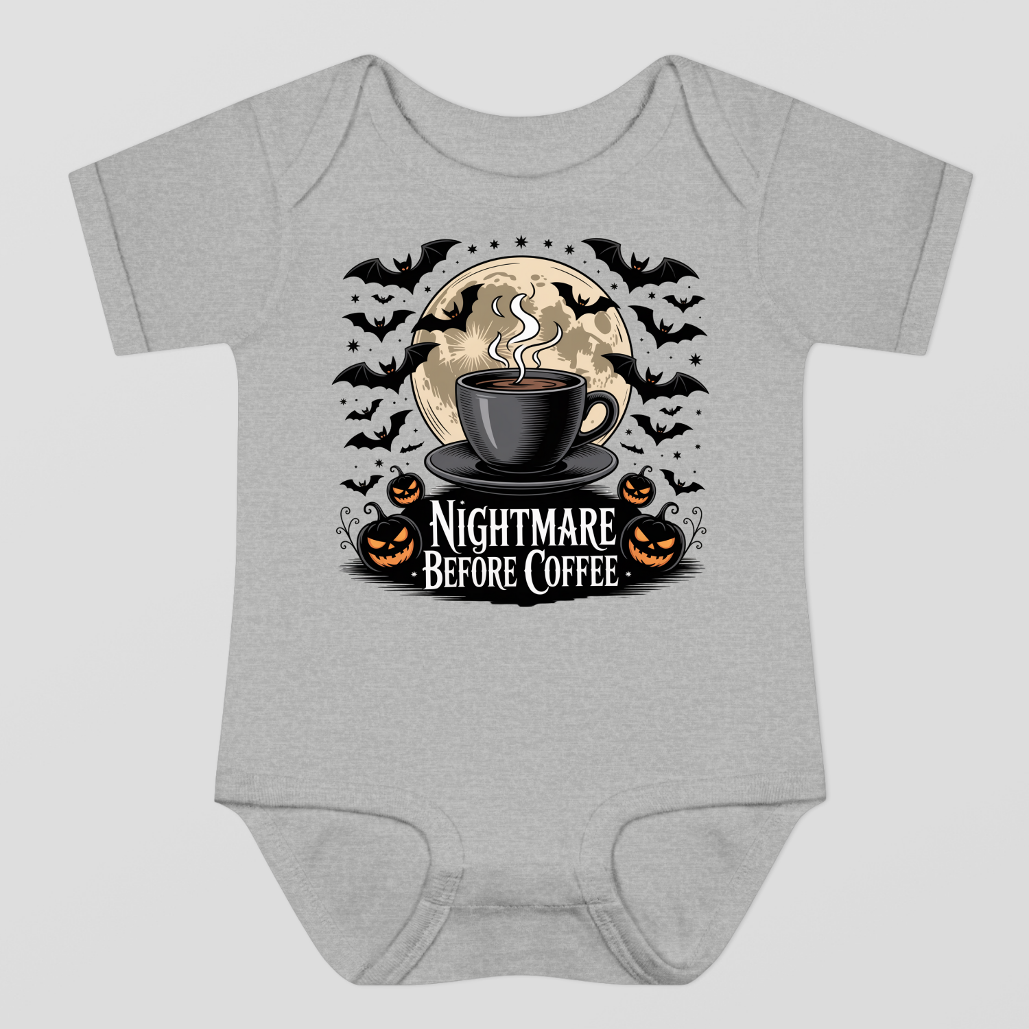 Nightmare Before Coffe Halloween Baby Bodysuit
